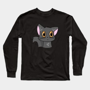 Cute Grey Cat With Orange Eyes Long Sleeve T-Shirt